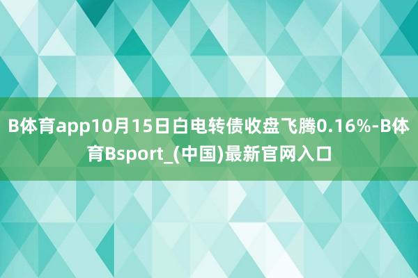 B体育app10月15日白电转债收盘飞腾0.16%-B体育Bsport_(中国)最新官网入口