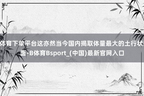 B体育下单平台这亦然当今国内揭取体量最大的土行状剖面-B体育Bsport_(中国)最新官网入口