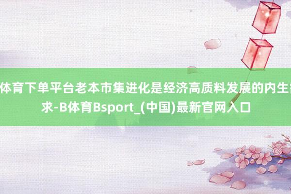 B体育下单平台老本市集进化是经济高质料发展的内生需求-B体育Bsport_(中国)最新官网入口