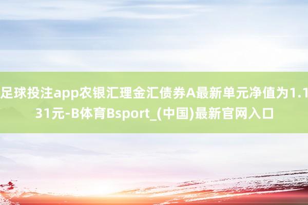 足球投注app农银汇理金汇债券A最新单元净值为1.131元-B体育Bsport_(中国)最新官网入口